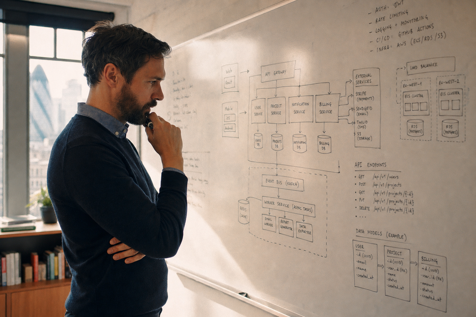 System architecture planning for a custom software product